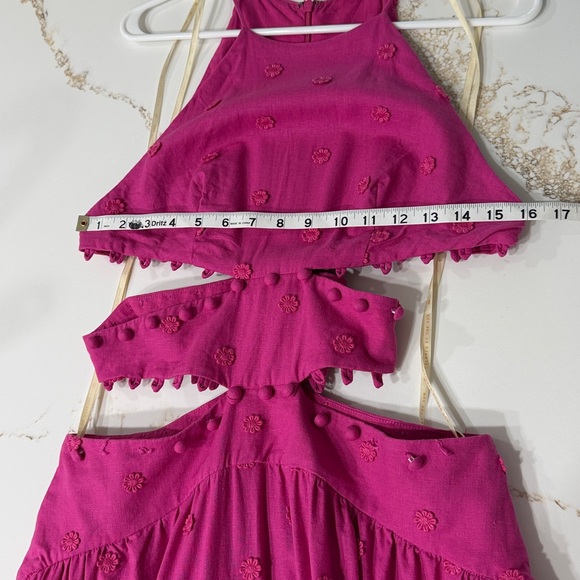 Farm Rio Fuchsia Linen Blend Midi Dress | M - Picture 13 of 16